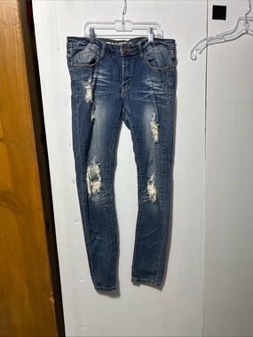 Machine Jeans Women’s Denim Distressed Ripped Boho Size 9 Straight Leg